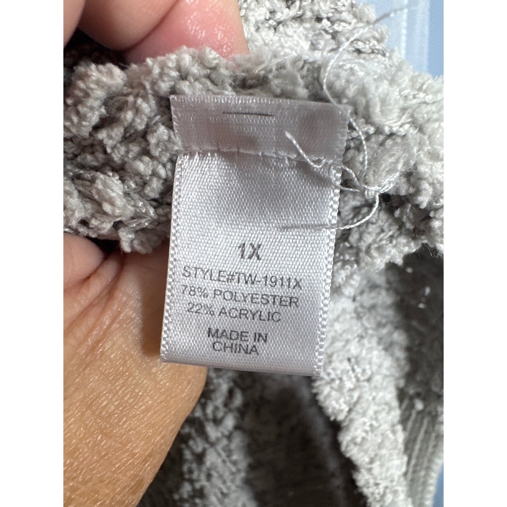Zenana Premium Sweater Womens 1X TW-1911X Taupe Popcorn Knit EUC - Picture 4 of 5